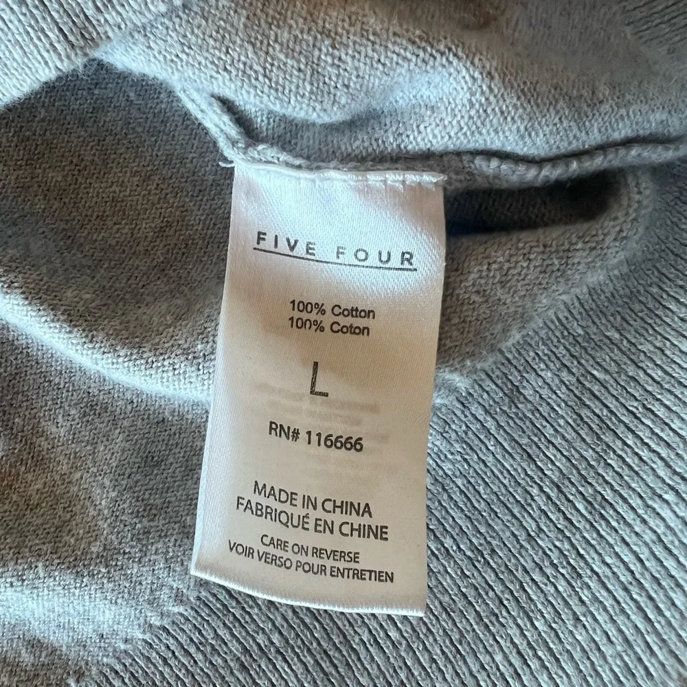 Five Four Los Angeles 100% Cotton Gray Quarter-Zip Pullover Sweater | Men Large